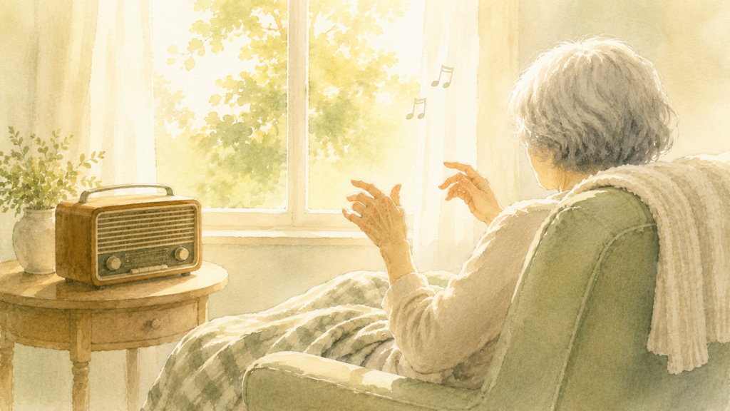 好きな曲に合わせて動く高齢女性の手。認知症でも残っている力